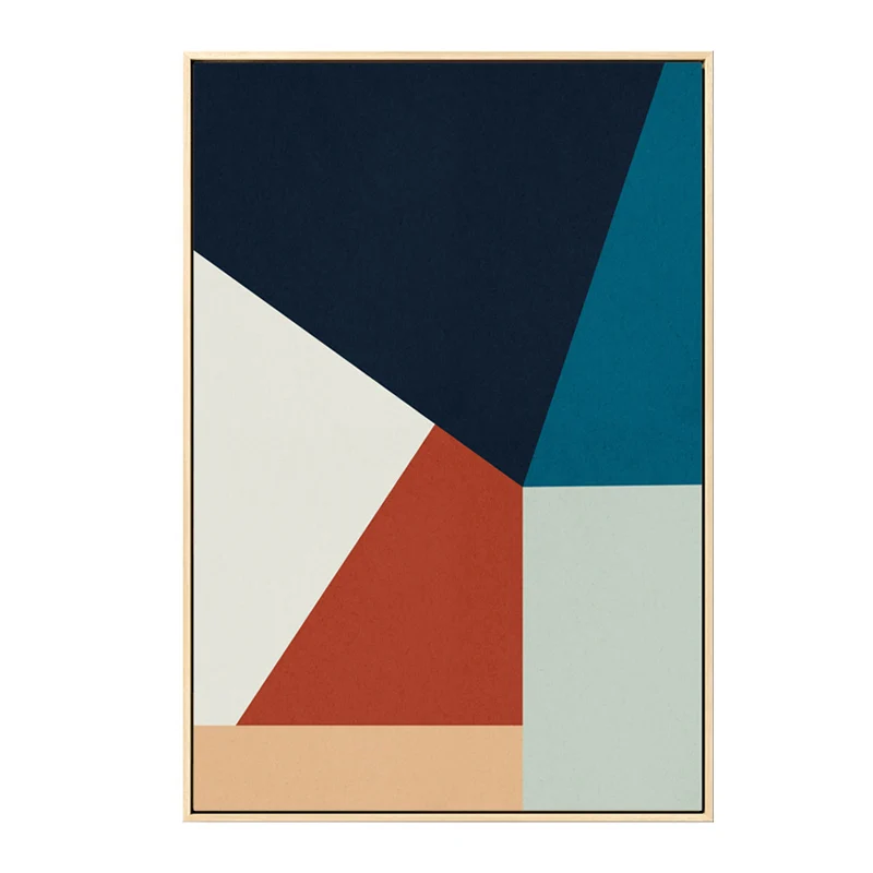 Pintura De Comedor De Color Claro De Lona De Empalme Geométrico Nórdico, Múltiples Tamaños Azul Clearhalo