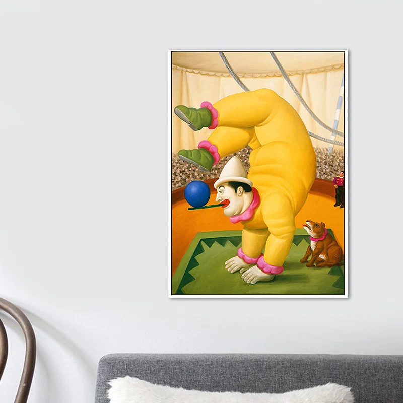 Pintura contemporánea para comedor de color claro, lienzo de hombre y perro, varios tamaños Naranja Clearhalo