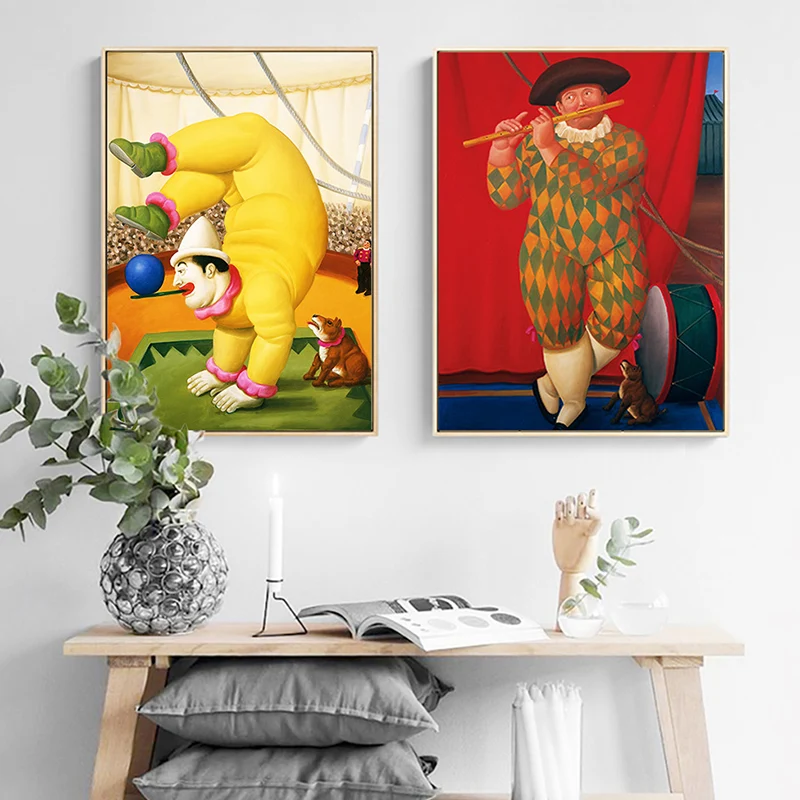 Pintura contemporánea para comedor de color claro, lienzo de hombre y perro, varios tamaños Naranja Clearhalo