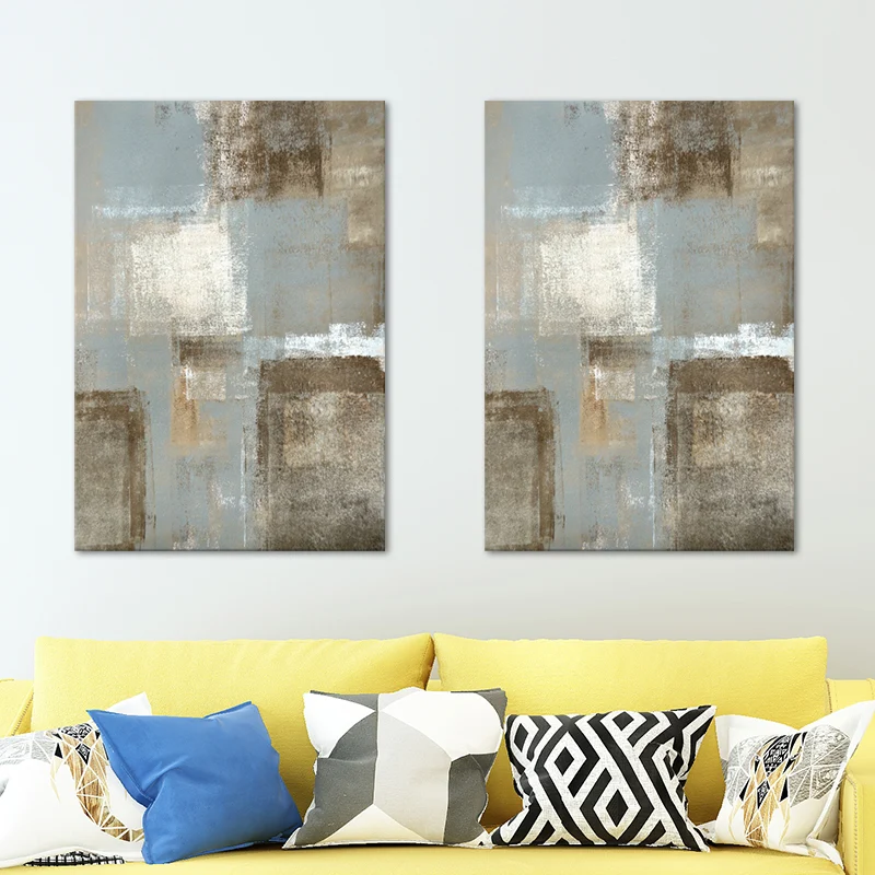 Pintura desgastada texturizada, impresión en lienzo, arte de pared contemporáneo para sala de estar Marron Clearhalo