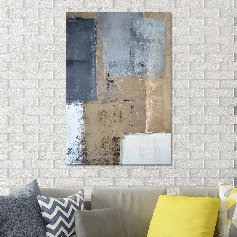 Pintura desgastada texturizada, impresión en lienzo, arte de pared contemporáneo para sala de estar Marron Clearhalo