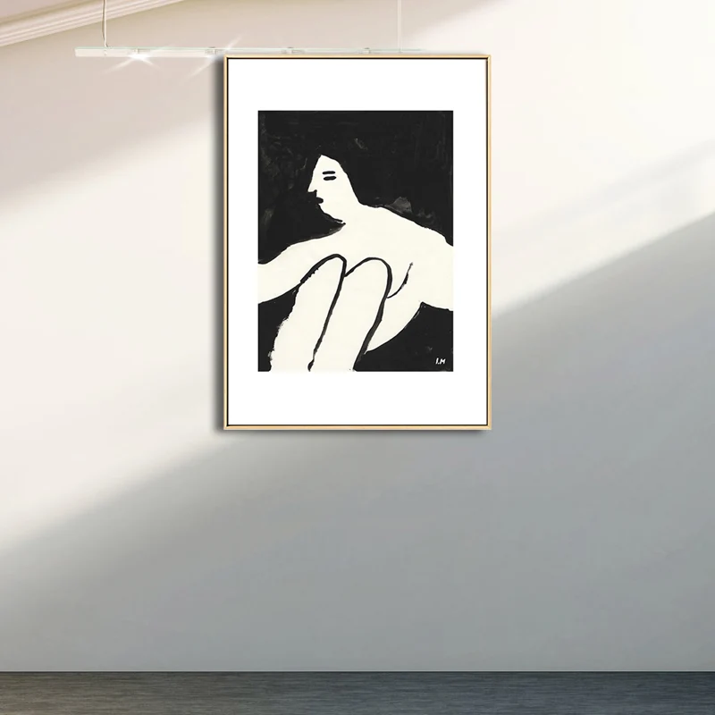 Pintura de doncella sentada, lienzo de estilo nórdico, decoración artística de pared en blanco para baño Blanco Clearhalo