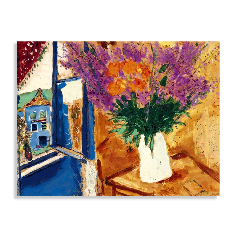 Pintura de flores de estilo campestre francés, impresión de pared con textura naranja para dormitorio de niñas Naranja Cle...