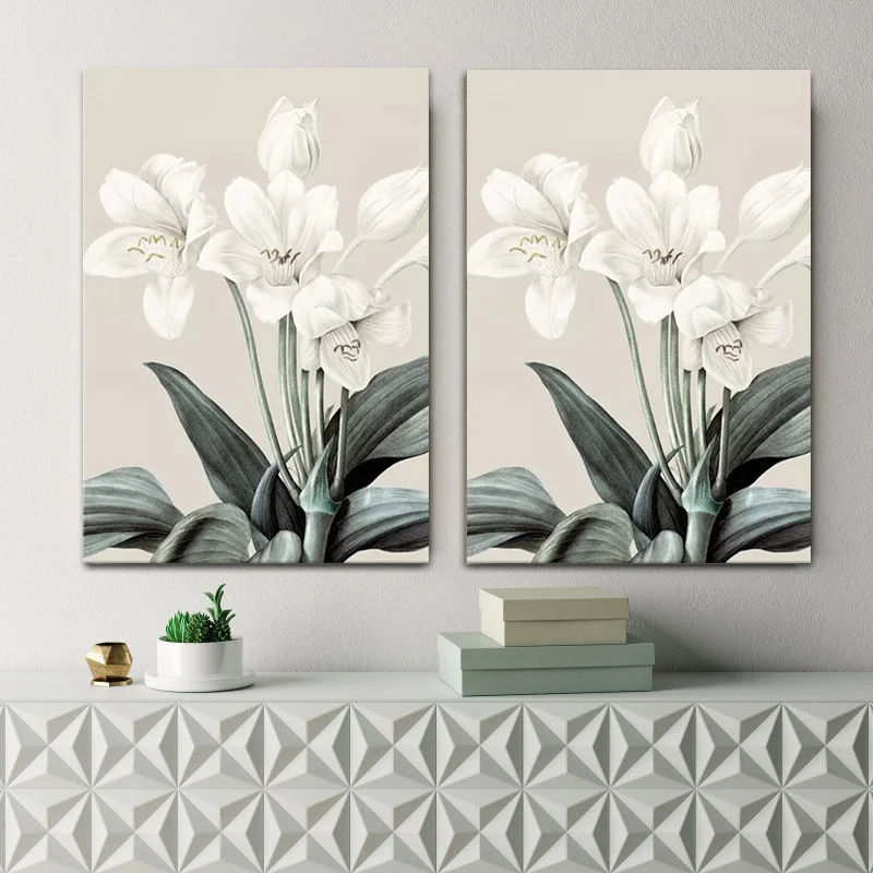 Pintura de flores de naturaleza muerta, impresión en lienzo, arte de pared texturizado moderno para habitación de niñas Bl...
