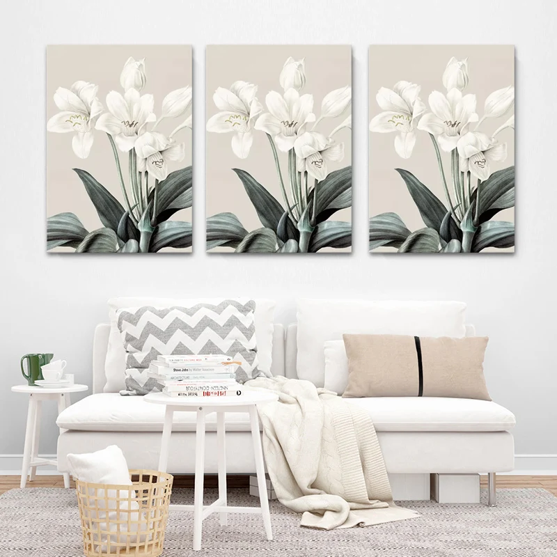 Pintura de flores de naturaleza muerta, impresión en lienzo, arte de pared texturizado moderno para habitación de niñas Bl...