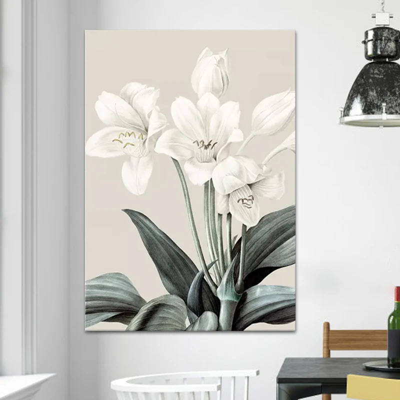 Pintura de flores de naturaleza muerta, impresión en lienzo, arte de pared texturizado moderno para habitación de niñas Bl...