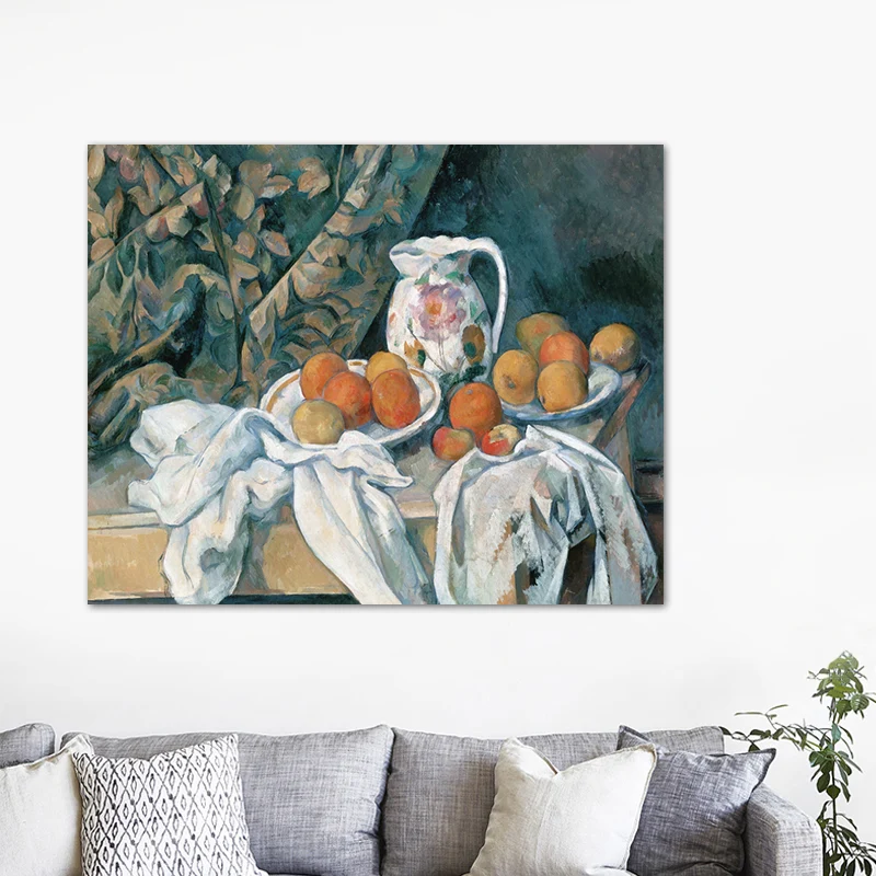 Pintura de frutas dispersas en colores pastel, impresión artística texturizada para dormitorio, varios tamaños Verde Clear...