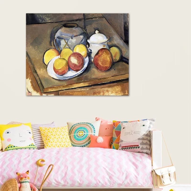 Pintura de frutas dispersas en colores pastel, impresión artística texturizada para dormitorio, varios tamaños Verde Clear...