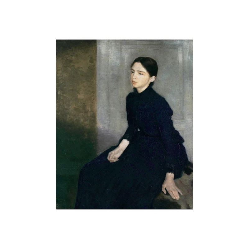 Pintura impresa en lienzo tradicional, arte de pared con Wilhelm retrato de mujer vestida de negro Negro Clearhalo