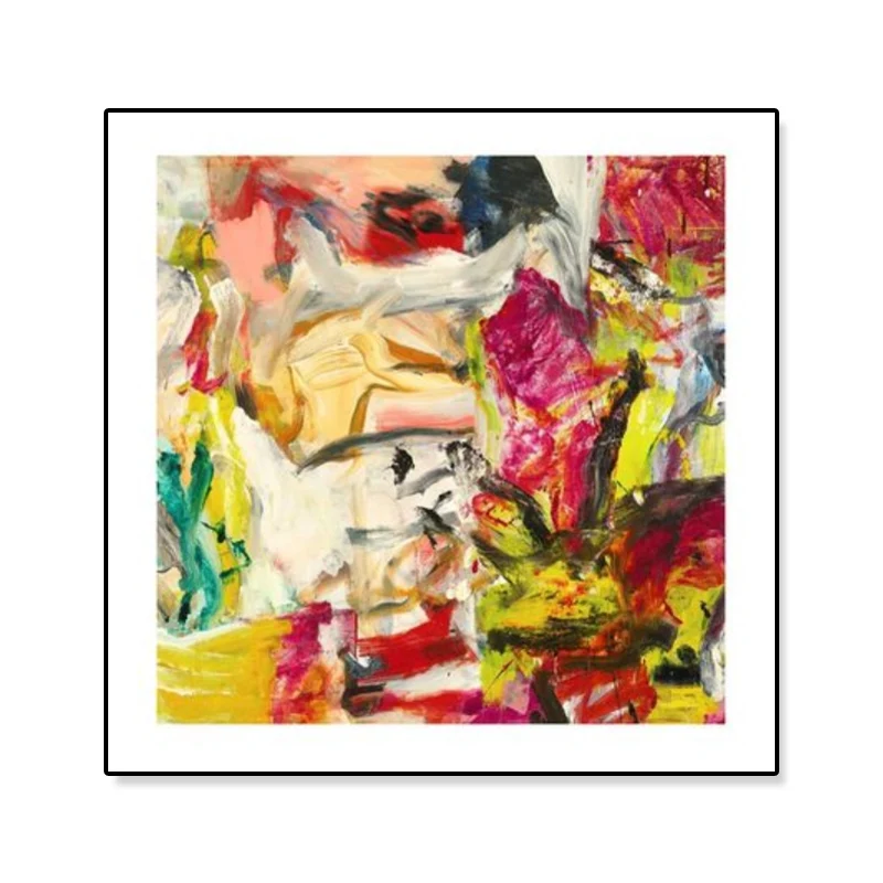 Pintura al óleo abstracta lienzo envuelto arte moderno decoración de pared texturizada en color suave para habitación Rojo...
