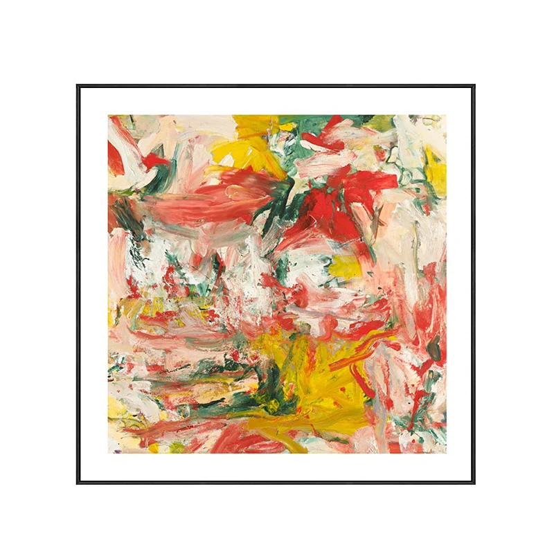 Pintura al óleo abstracta lienzo envuelto arte moderno decoración de pared texturizada en color suave para habitación Rojo...