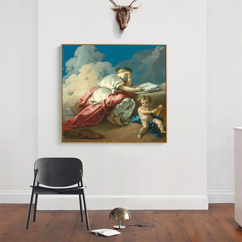 Pintura nostálgica de mujeres y niños, impresión artística de pared con textura blanca para sala de estar Blanco Clearhalo