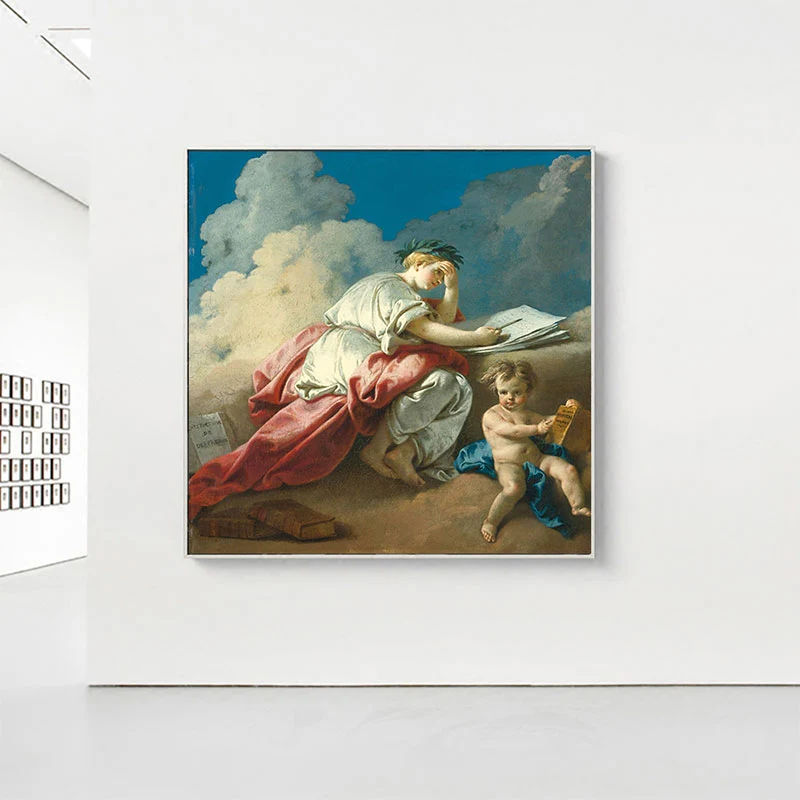 Pintura nostálgica de mujeres y niños, impresión artística de pared con textura blanca para sala de estar Blanco Clearhalo