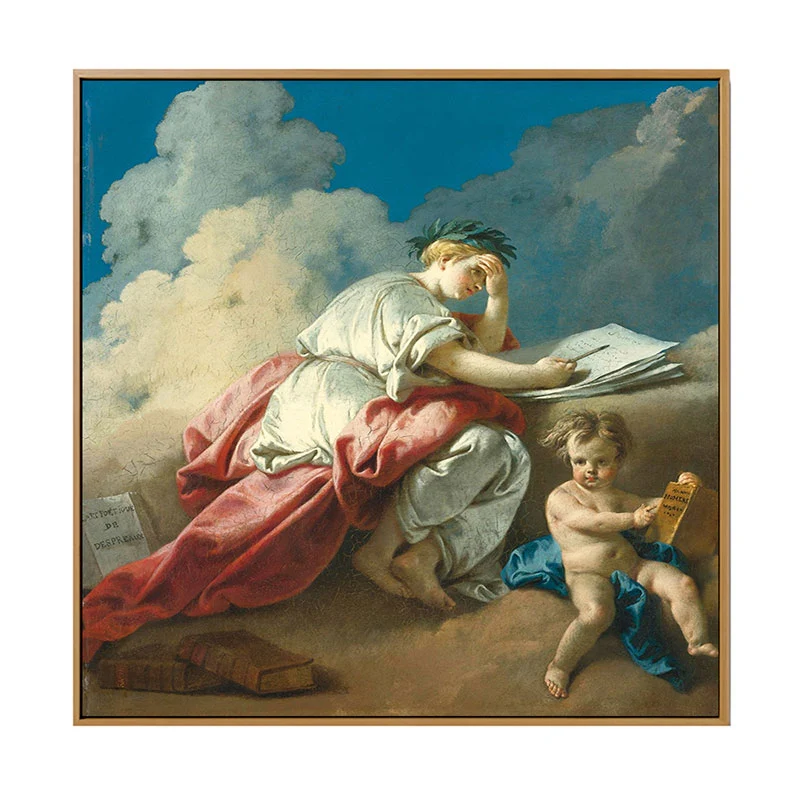 Pintura nostálgica de mujeres y niños, impresión artística de pared con textura blanca para sala de estar Blanco Clearhalo