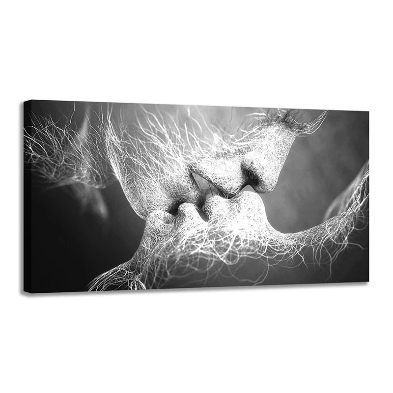 Pintura romántica del modelo de la figura del beso para la impresión del arte de la pared del personaje de la sala de esta...
