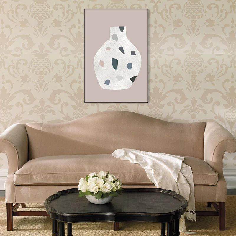 Pintura en tarro con manchas rosas, decoración artística de pared texturizada de estilo escandinavo para habitación de niñ...