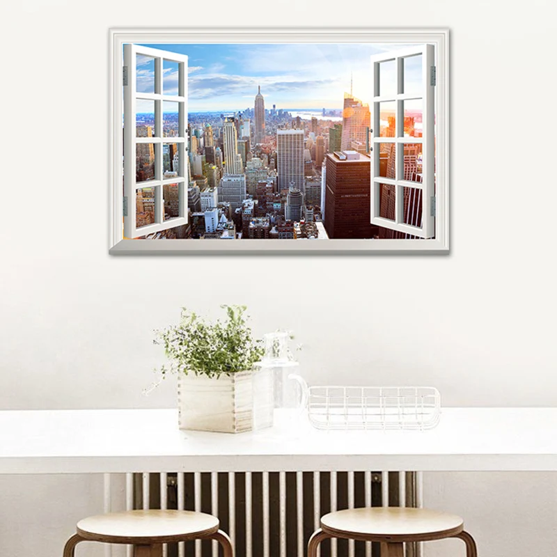 Pintura texturizada de la lona del estilo contemporáneo de la decoración de la pared del paisaje de la ciudad, varios tama...