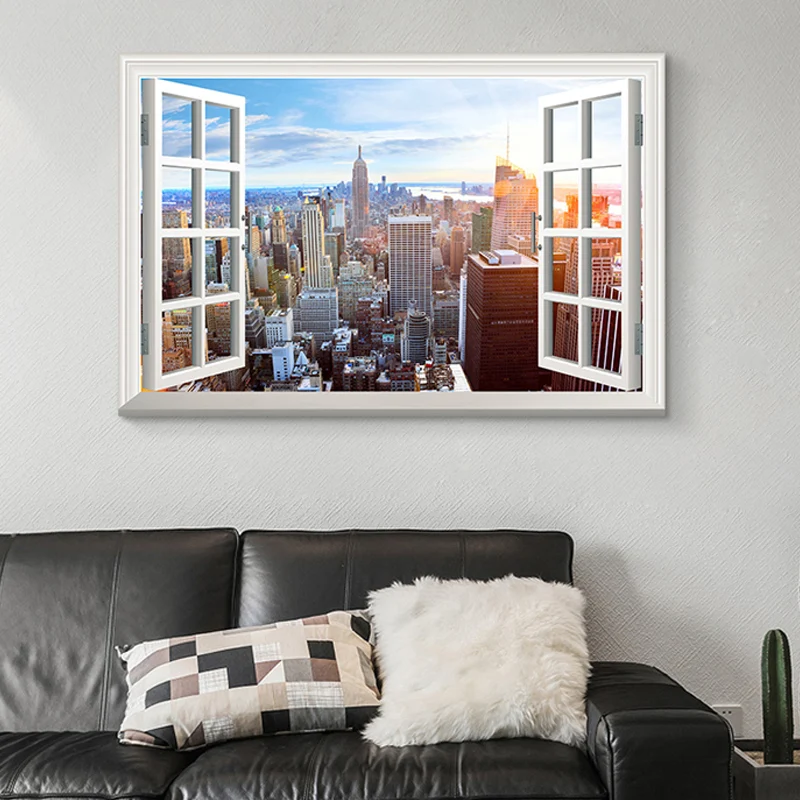 Pintura texturizada de la lona del estilo contemporáneo de la decoración de la pared del paisaje de la ciudad, varios tama...
