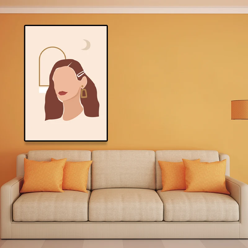 Pintura texturizada nórdica de la decoración del arte de la pared de la mujer de la moda para la sala de estar, varios tam...