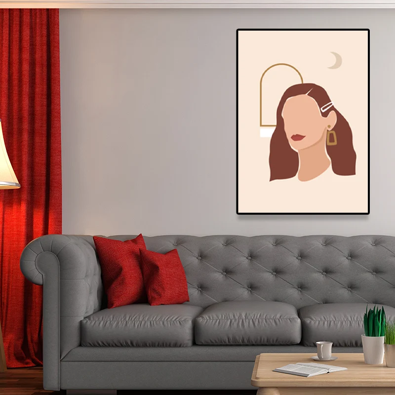 Pintura texturizada nórdica de la decoración del arte de la pared de la mujer de la moda para la sala de estar, varios tam...