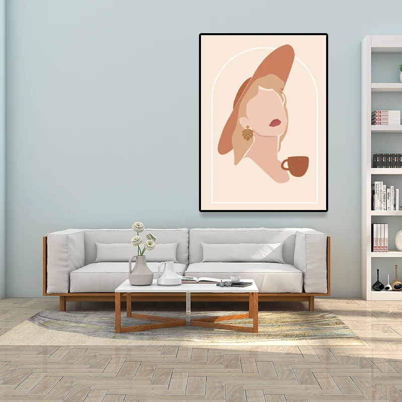 Pintura texturizada nórdica de la decoración del arte de la pared de la mujer de la moda para la sala de estar, varios tam...