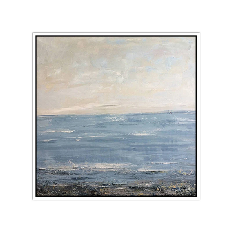 Pinturas impresas en lienzo con vista al mar, decoración de pared texturizada impresionista para cocina, color azul Azul C...