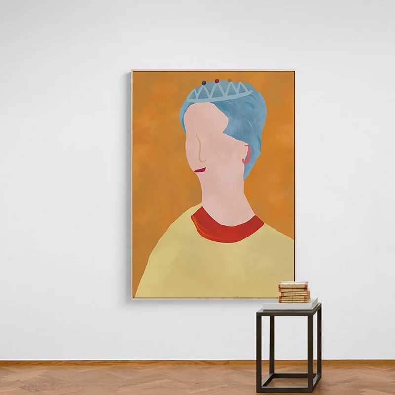 Príncipe sin ojos en lienzo amarillo, impresión texturizada, decoración de pared interior de casa de arte pop Amarillo Cle...