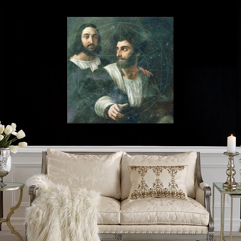 Raphael Galaxy Canvas Art Decoración de pared de sala de estar con textura vintage en gris (varios tamaños disponibles) Gr...