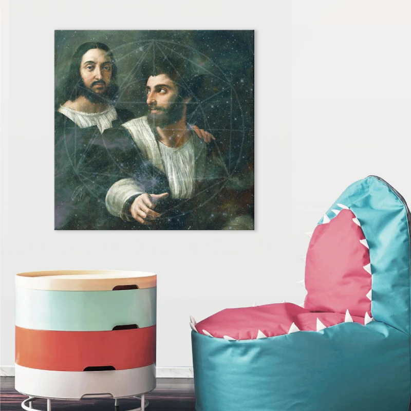 Raphael Galaxy Canvas Art Decoración de pared de sala de estar con textura vintage en gris (varios tamaños disponibles) Gr...