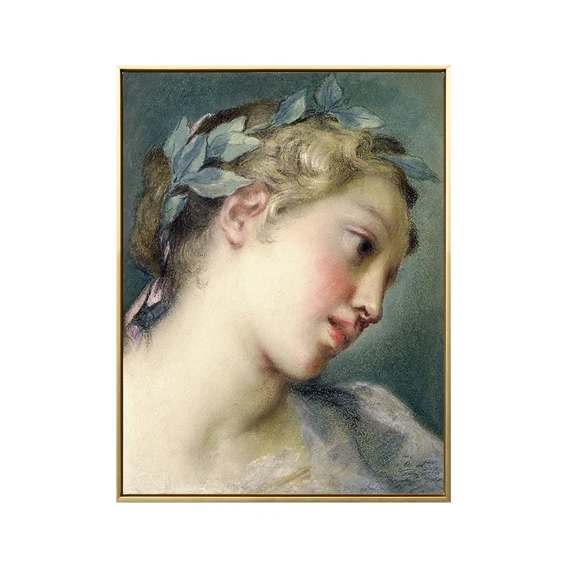 Retrato de chica noble lienzo arte vintage texturado decoración de pared en amarillo para sala de estar Amarillo Clearhalo