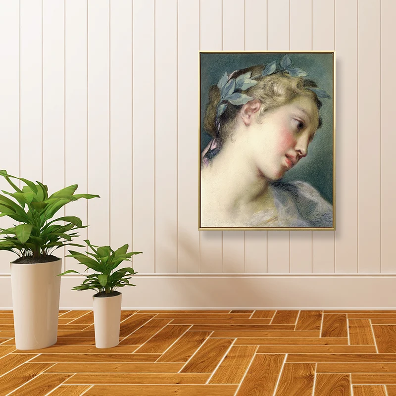 Retrato de chica noble lienzo arte vintage texturado decoración de pared en amarillo para sala de estar Amarillo Clearhalo