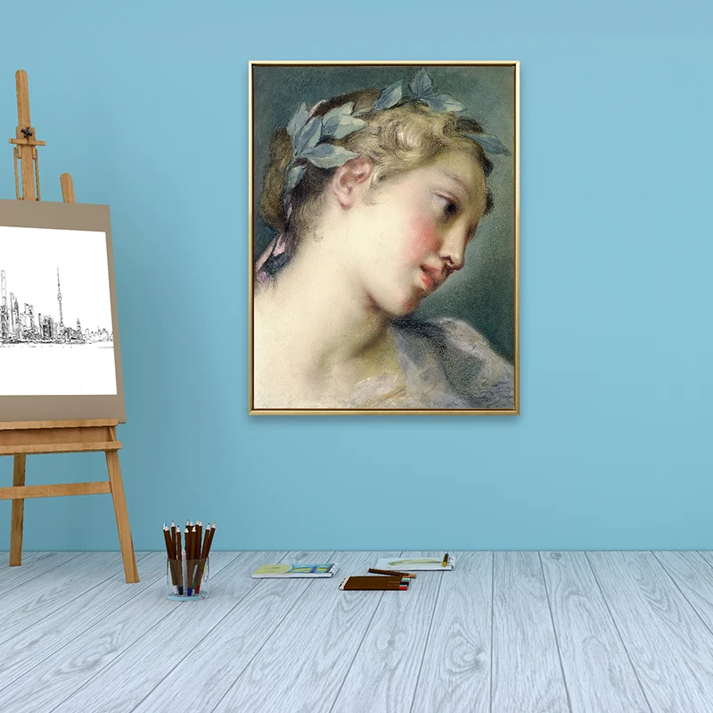 Retrato de chica noble lienzo arte vintage texturado decoración de pared en amarillo para sala de estar Amarillo Clearhalo