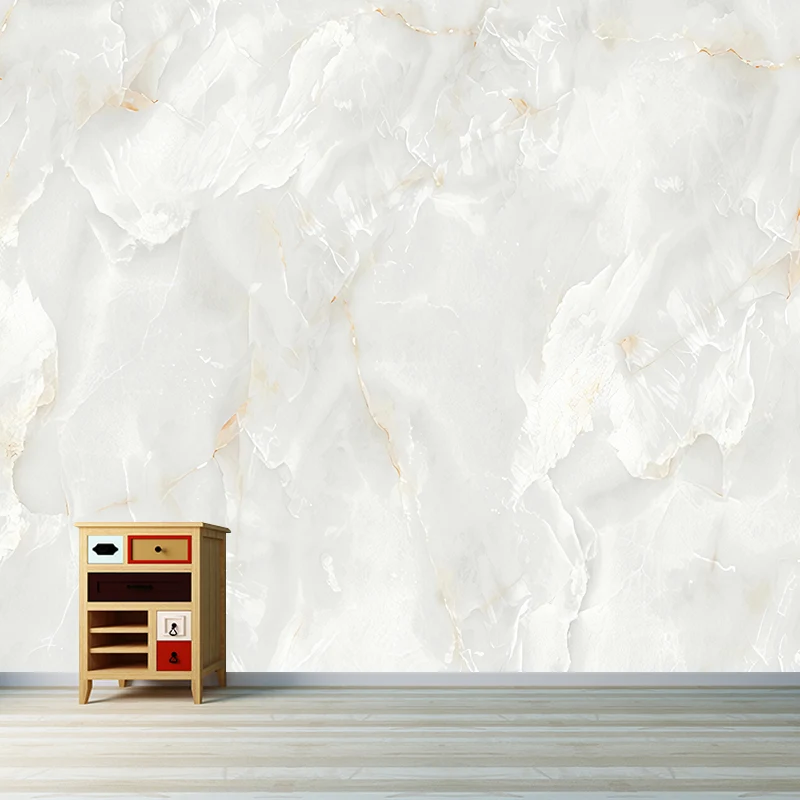 Revestimiento de paredes de mármol contemporáneo en papel tapiz mural para dormitorio en amarillo y blanco, impreso medida...