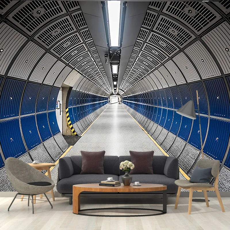 Revestimiento de paredes no tejido decorativo, murales de pasillo extensos contemporáneos en 3D para oficina Azul Clearhalo
