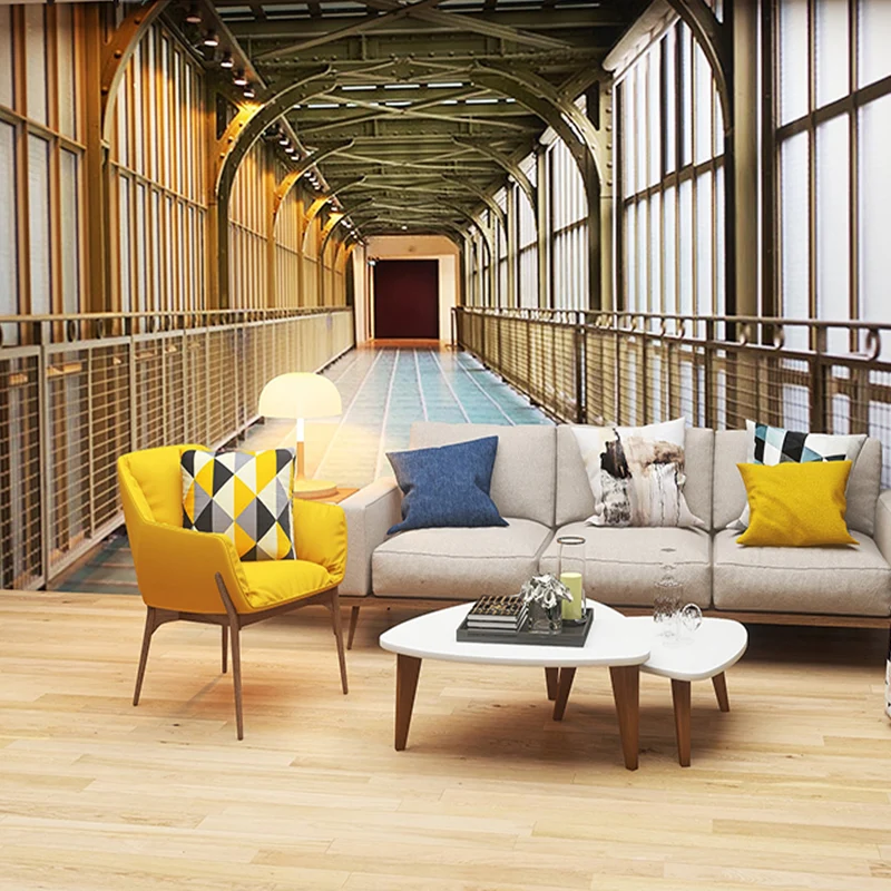 Revestimiento de paredes no tejido decorativo, murales de pasillo extensos contemporáneos en 3D para oficina Azul Clearhalo