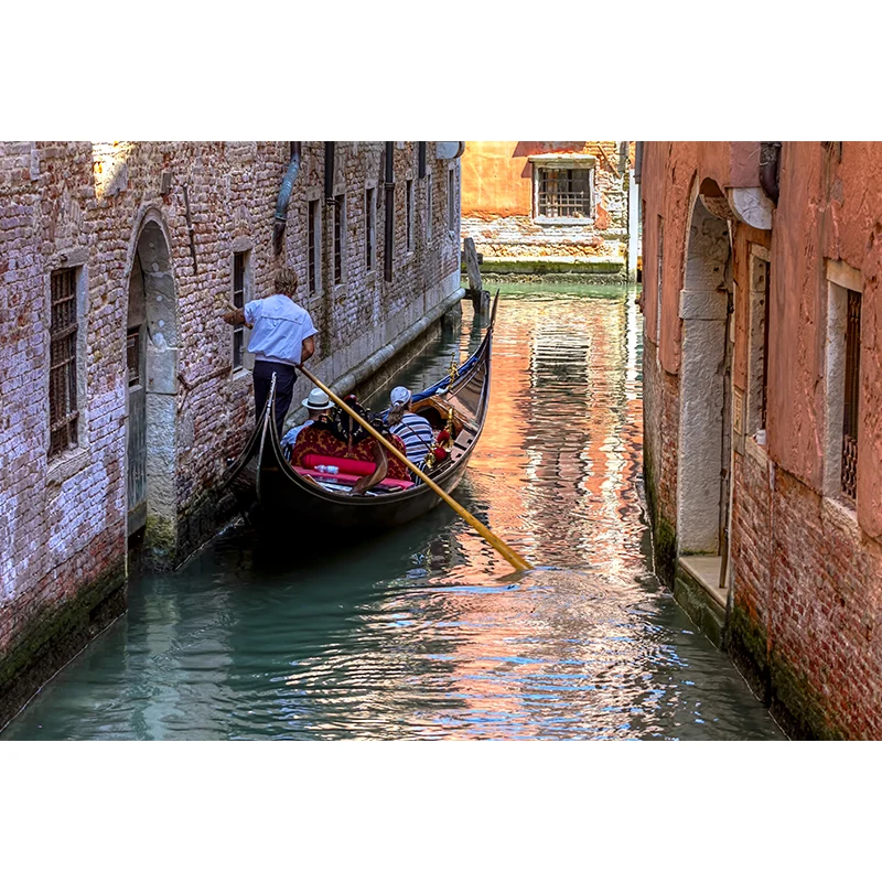 Revestimiento de paredes no tejido moderno mural impermeable de la ciudad flotante de Venecia, tamaño personalizado Marron...