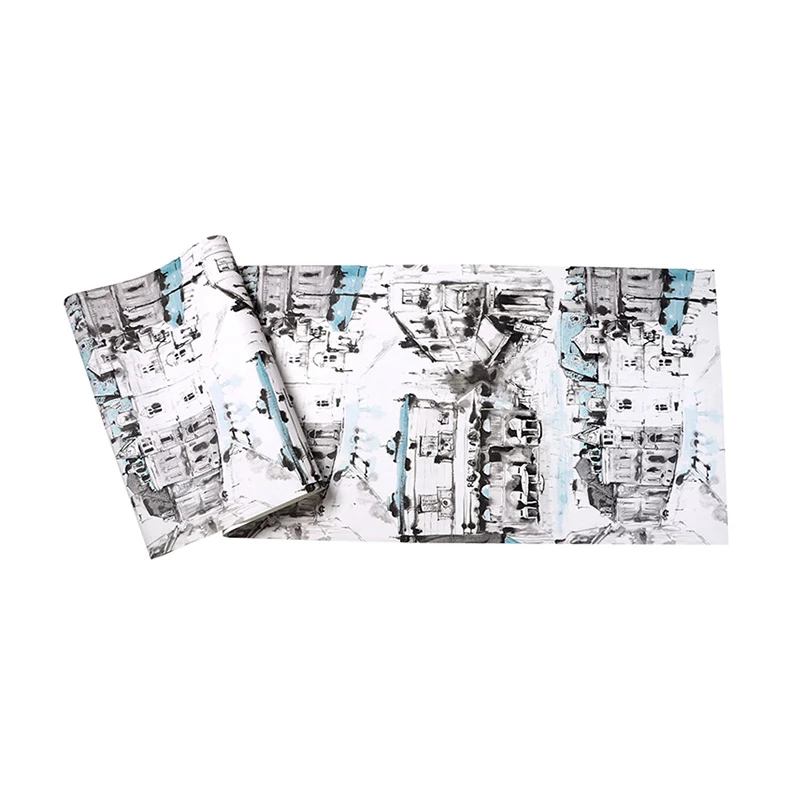Rollo de papel pintado industrial con pintura al óleo para comedor, gris y amarillo, 33 pies x 20,5 pulgadas Gris Clearhalo