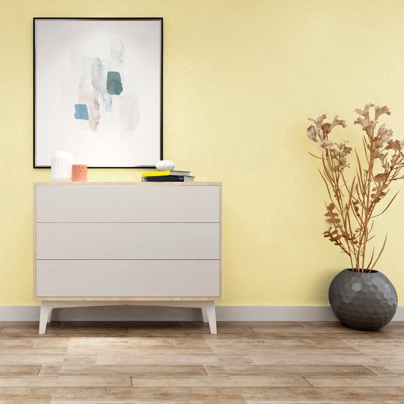 Rollo de papel pintado liso amarillo pastel impermeabilizante arte minimalista de la pared de la sala de estar Amarillo Cl...