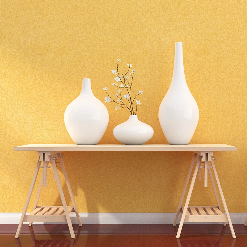 Rollo de papel pintado liso amarillo pastel impermeabilizante arte minimalista de la pared de la sala de estar Amarillo Cl...