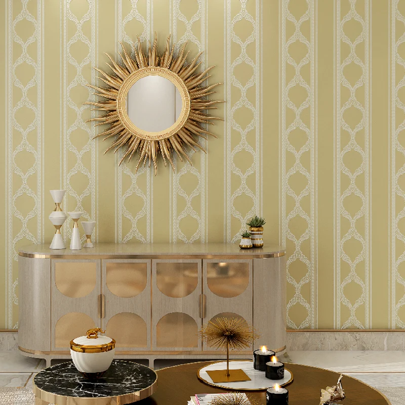 Rollo de papel pintado rayas vintage, decoración de pared resistente la humedad, 33' de largo x 20,5" de ancho Beis Clearhalo