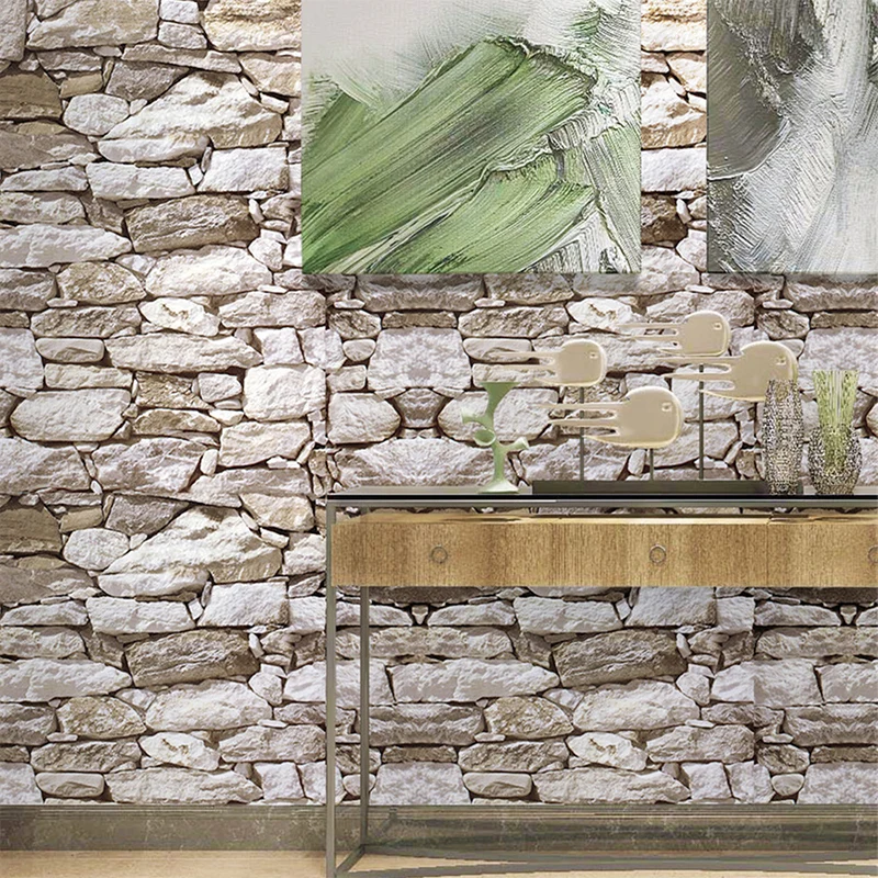Rollo de papel pintado Rocky despegar y pegar, arte de pared de PVC para el interior de la casa, marrón Clearhalo