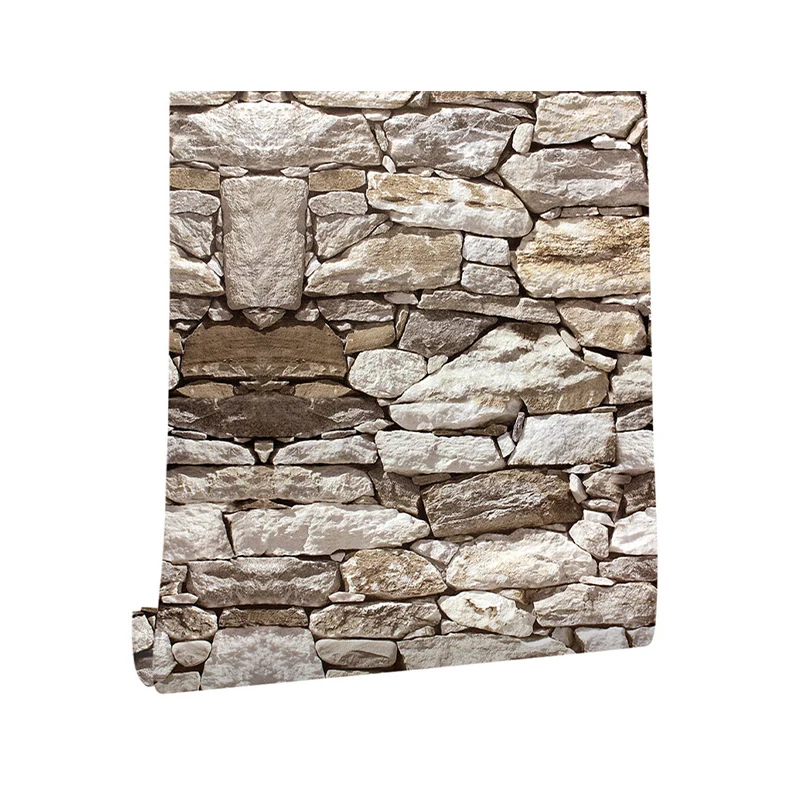 Rollo de papel pintado Rocky despegar y pegar, arte de pared de PVC para el interior de la casa, marrón Clearhalo