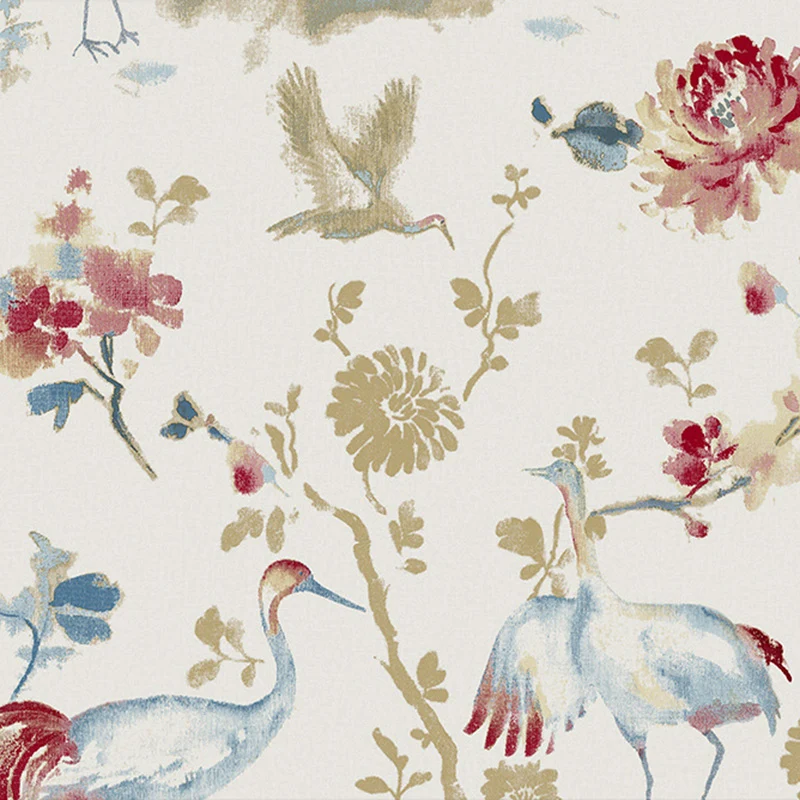 Rollo de papel pintado rural de pájaros y flores para el hogar, revestimiento de paredes de 33' x 20,5" en color natural G...