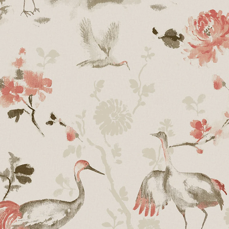 Rollo de papel pintado rural de pájaros y flores para el hogar, revestimiento de paredes de 33' x 20,5" en color natural G...