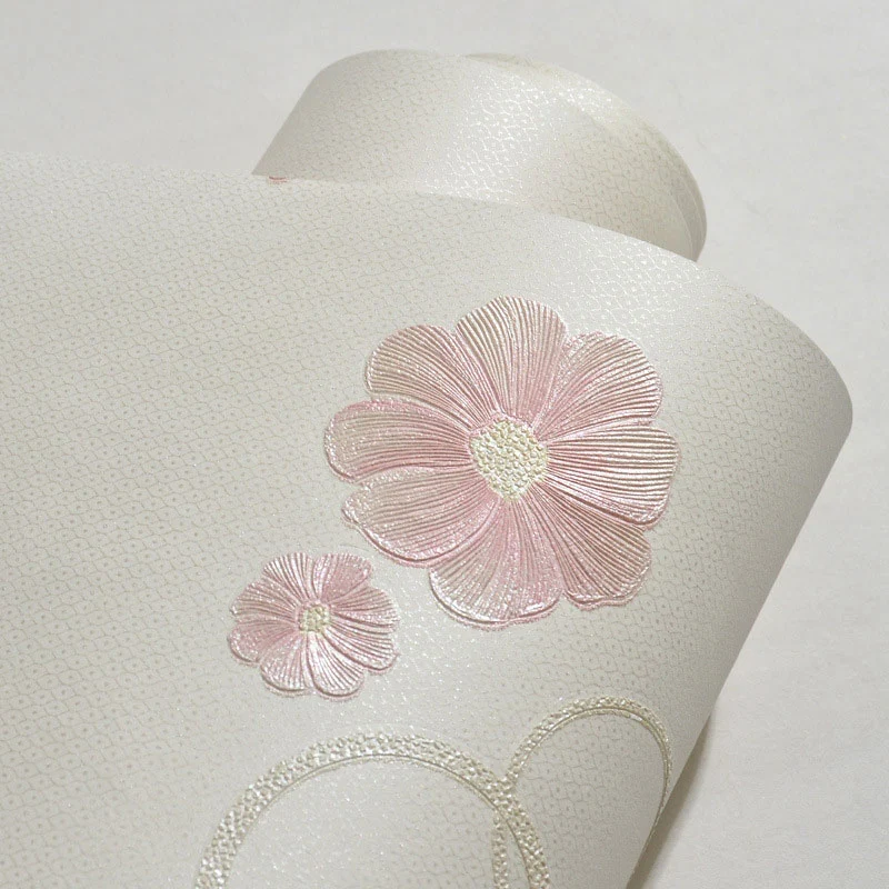 Rollo de papel tapiz decorativo con diseño de flores densas, tela no tejida, revestimiento de paredes Simple para niños, f...