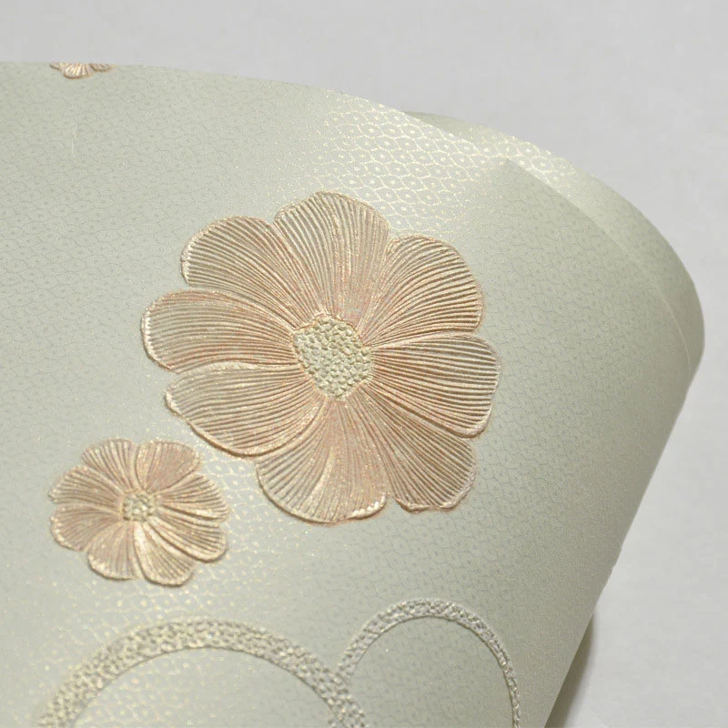 Rollo de papel tapiz decorativo con diseño de flores densas, tela no tejida, revestimiento de paredes Simple para niños, f...