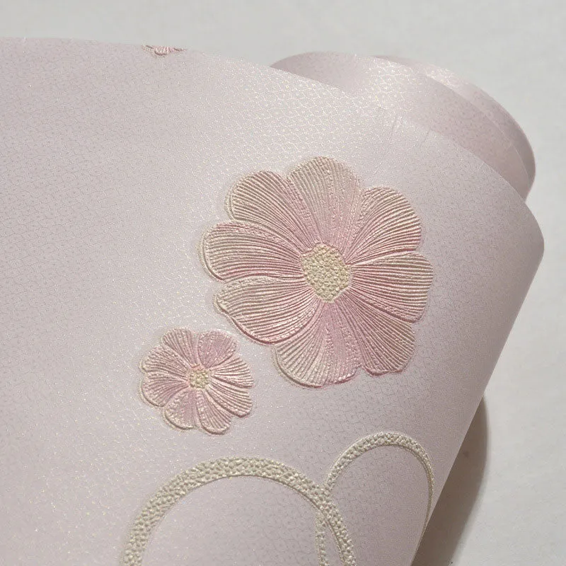Rollo de papel tapiz decorativo con diseño de flores densas, tela no tejida, revestimiento de paredes Simple para niños, f...