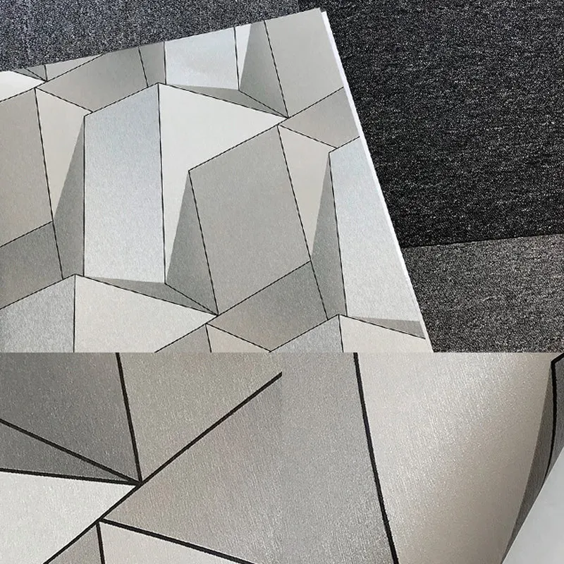 Rollo de papel tapiz geométrico con efecto 3D, decoración de pared para sala de estar sin pegar de mediados de siglo Azul...