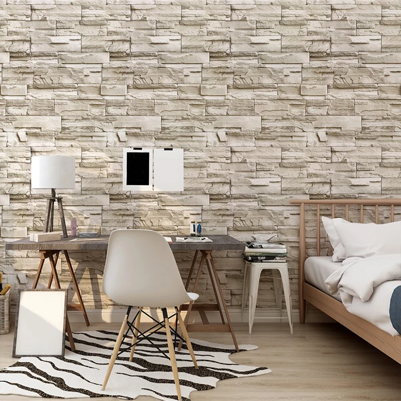 Rollo de papel tapiz de ladrillo rústico para dormitorio de niños, 19,5' de largo x 17,5" de ancho, decoración de pared de...