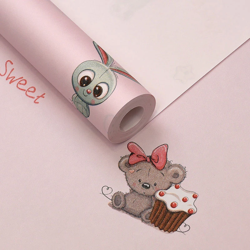 Rollo de papel tapiz minimalista con revestimiento de paredes de animales de dibujos animados decorativos de 31 pies x 20,...